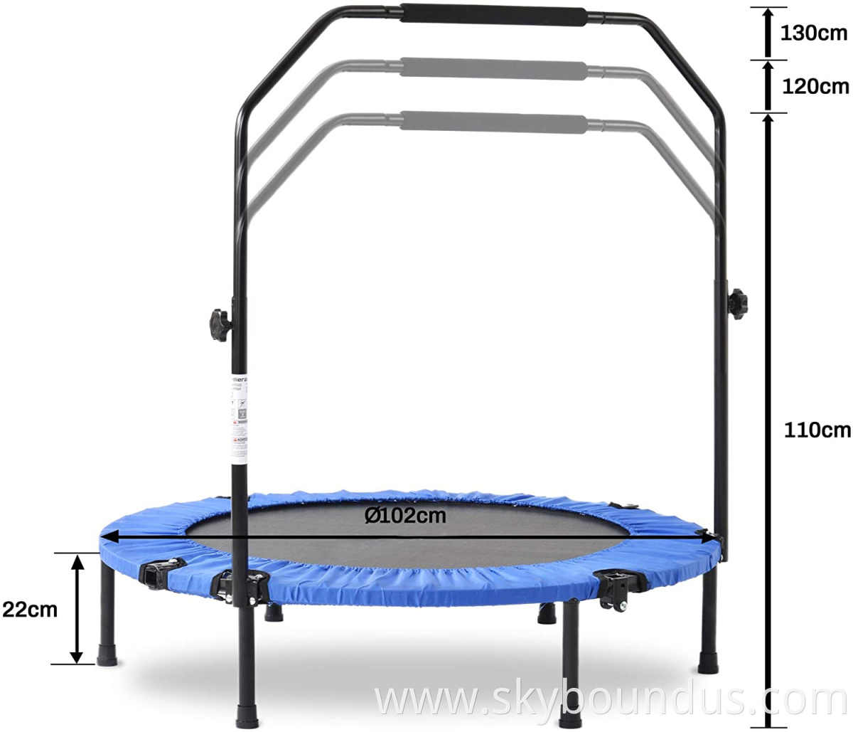 36"/38"/40" Folding Mini Trampoline, Exercise Trampoline with Resistance Bands, Rebounder Trampoline for Adults Fitness, Indoor